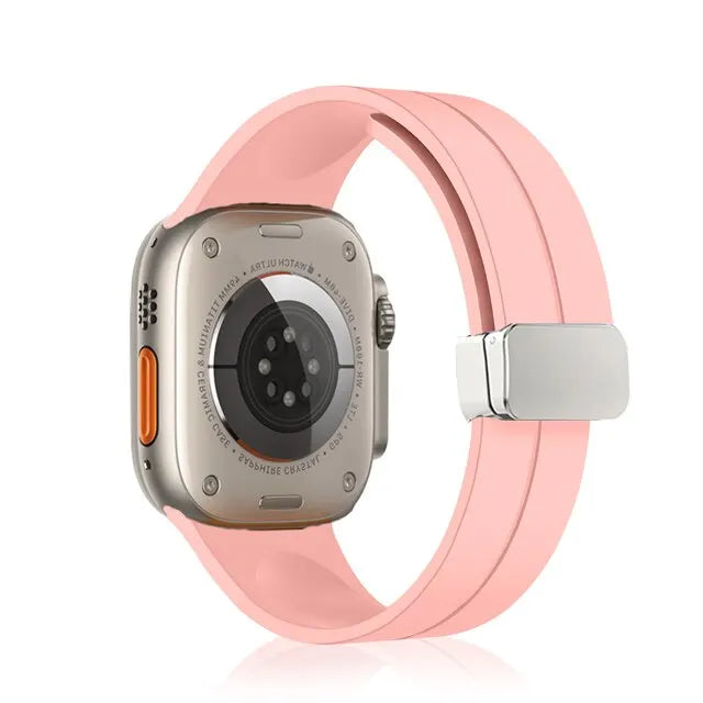 Magnetic Strap For Apple Watch Ultra 2 Band 49mm 45mm Silicone Bracelet IWatch Series 9 8 Se 7 5 3 44mm 45mm 40mm 41mm 42mm 49mm