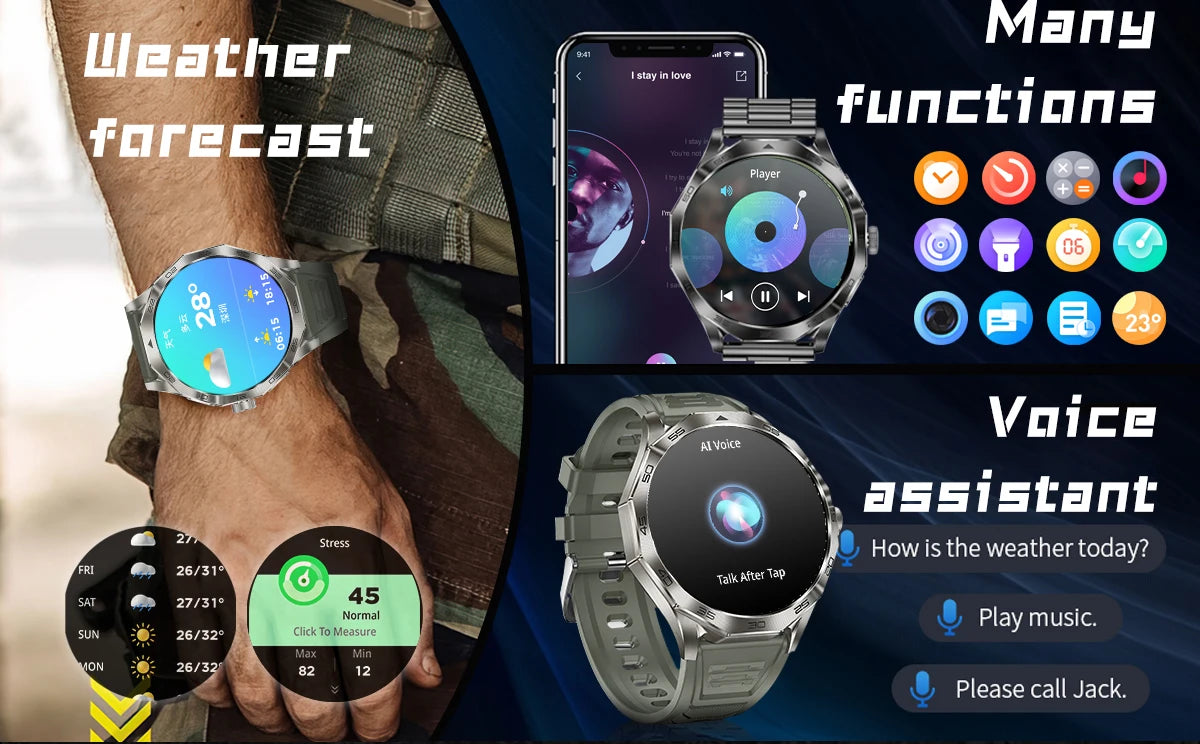 2024 Outdoor Men IP68 waterproof smartwatch 710Mah battery GPS Motion track HD Bluetooth Call Men's smartwatch for Android iOS