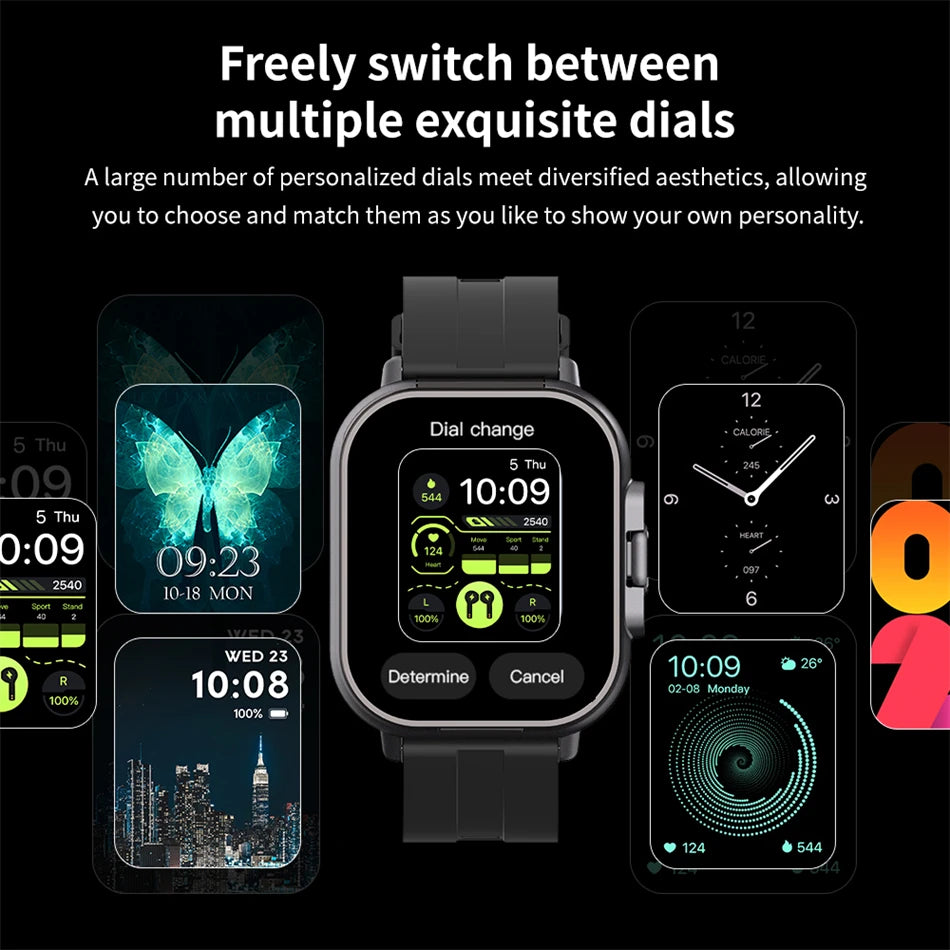 2024 New Smartwatch Earbuds 2 in 1 Wireless Bluetooth TWS Earphones Headset Call Waterproof Blood Pressure Sports Men Women Gift