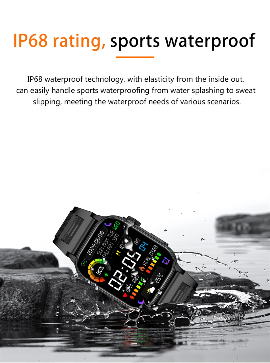 2024 New LIGE Outdoor Sports Smart Watch Men 2.02"HD Screen Smartwatch Bluetooth Call Heart Rate Sleep Track Waterproof Watches