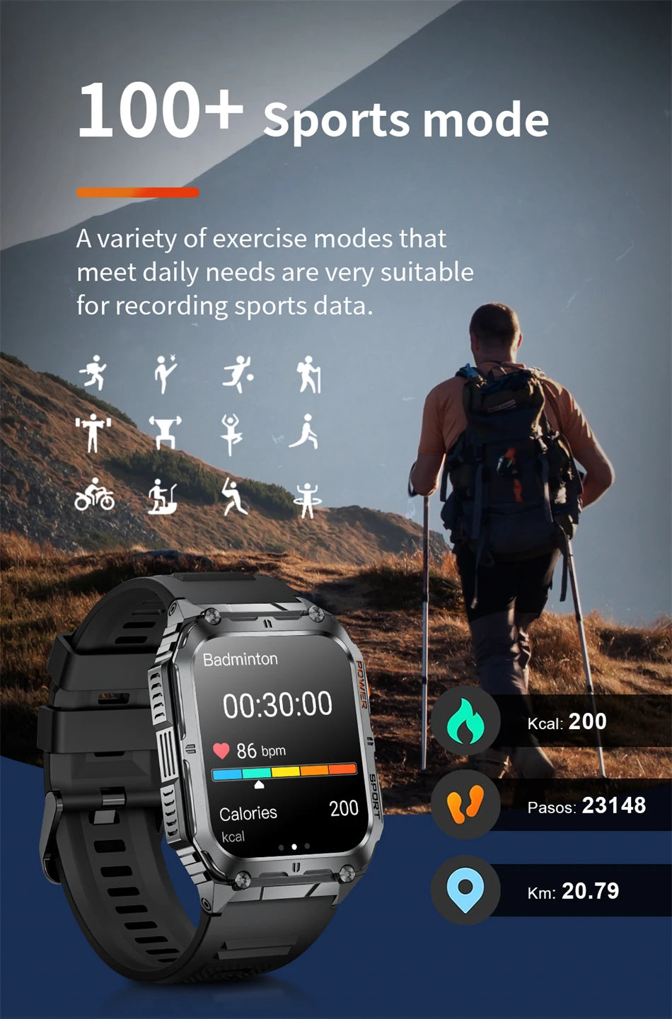 LIGE Smart Watch 2024 Men SOS Multiple Sport Watches Blood Oxygen Pressure Emotion Monitoring Watch Men Smartwatch For Xiaomi