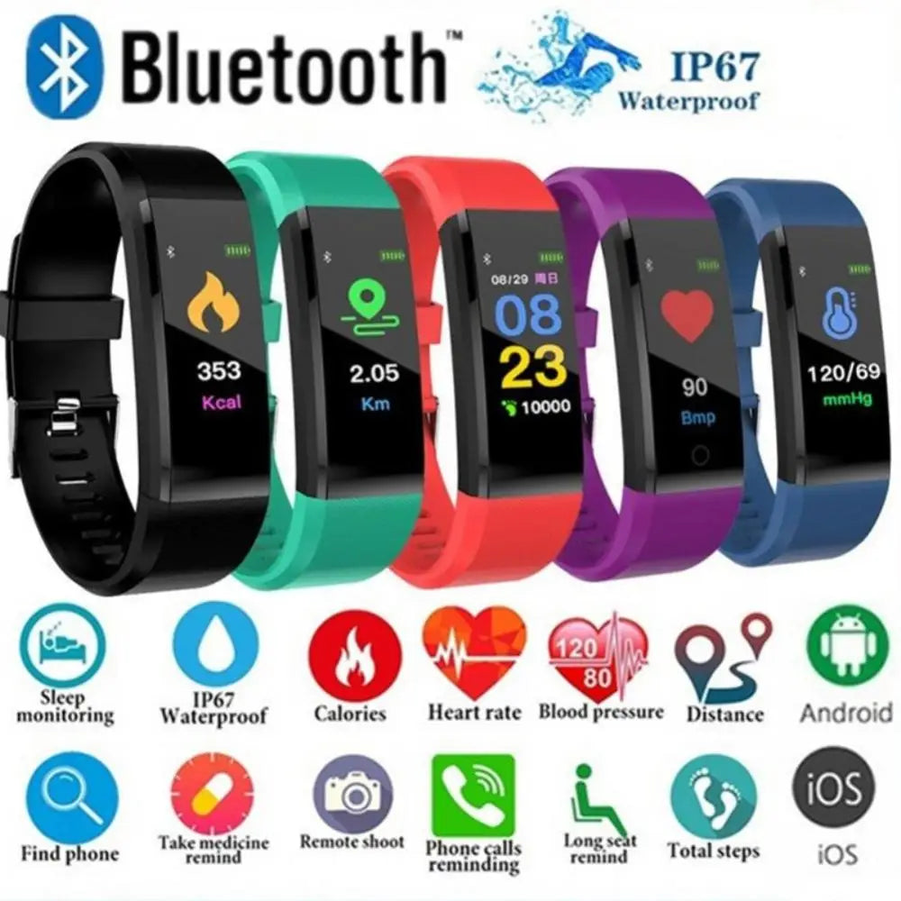 115plus Smart Watch Men Women Fitness Tracker Sport Watch Waterproof Smartwatch Heart Rate Blood Pressure Monitor Smart Band