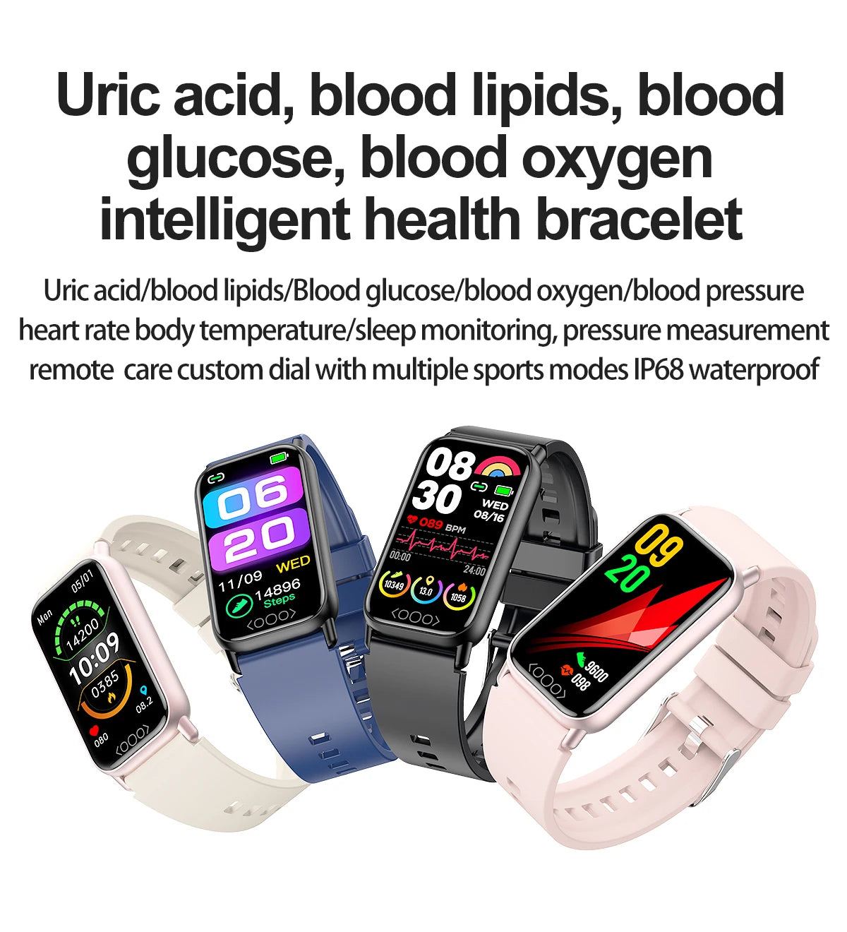 2024 Sports Smartwatch Heart Rate Blood Pressure Monitoring Waterproof Smart Bracelet Men Women Multi-Function Smart Watch