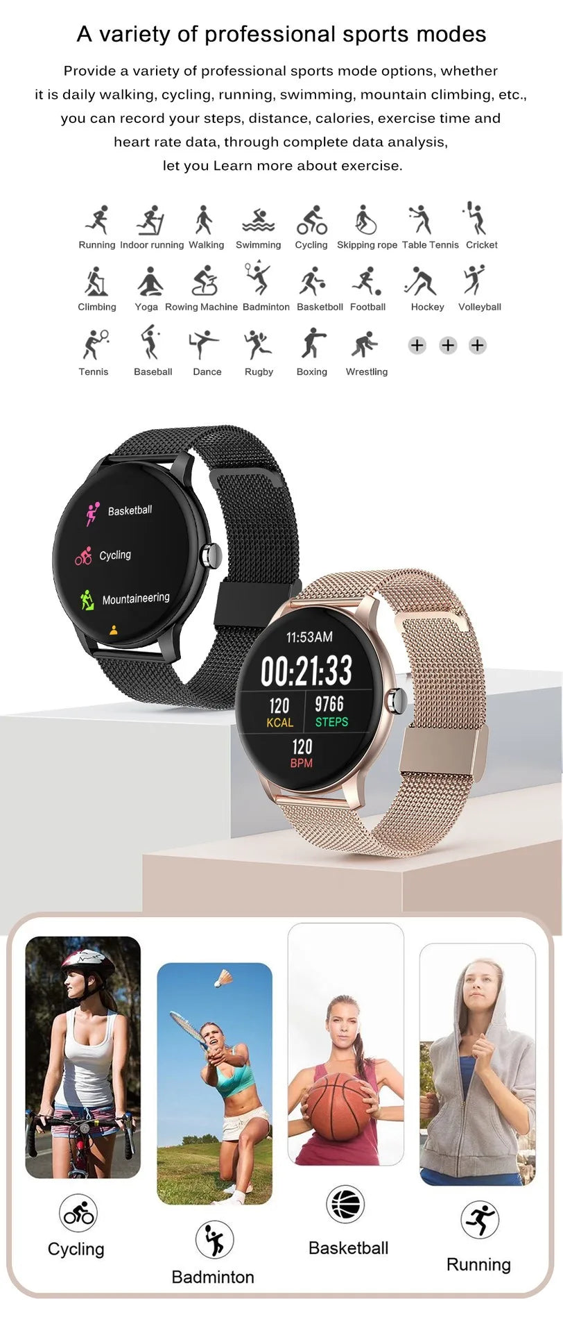 2024 New Smart Watch Bluetooth Talk Round Smarthwhatch Men Women Multi-functional Sports Smart Wearable Fitness electronic Clock