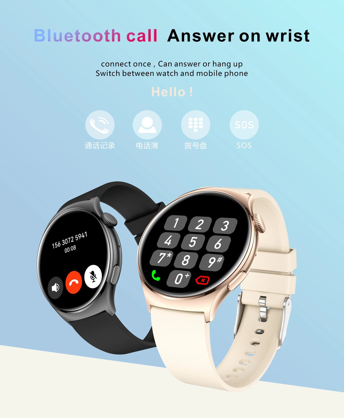 2024 New Fashion Bluetooth Call Smart Watch Women Voice Assistant Custom Dial Watch Health Monitor Sports Fitness Smartwatch Men