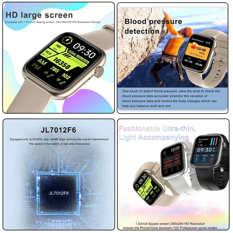 2024 New Smart Watch Men Original Outdoor 120+ Sport Mode 240*284 HD Touch Screen Heart Rate Sleep Monitoring BT Call smartwatch