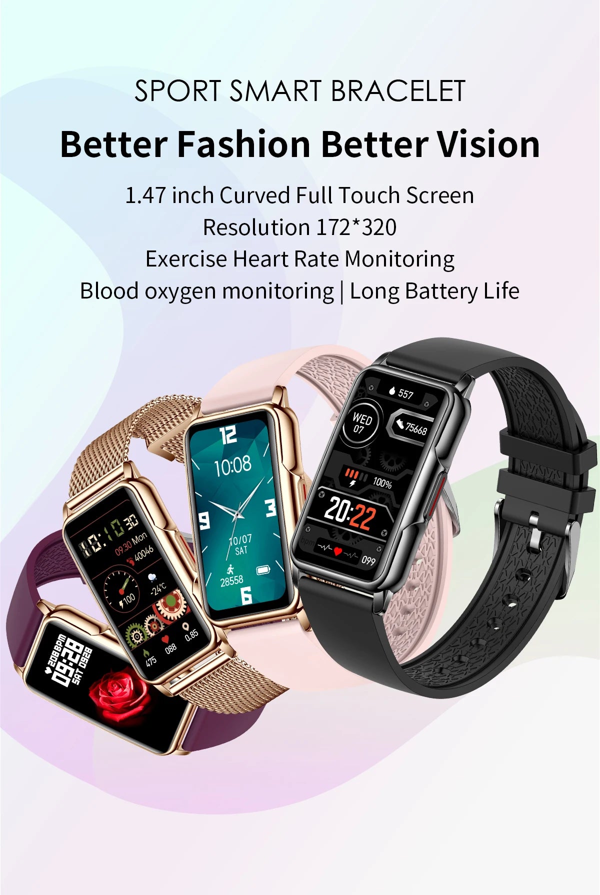 2024 New Sports Smart Watch Heart Rate True Blood Oxygen Monitor Full Touch Screen Watchband Waterproof Smartwatch For Men Women