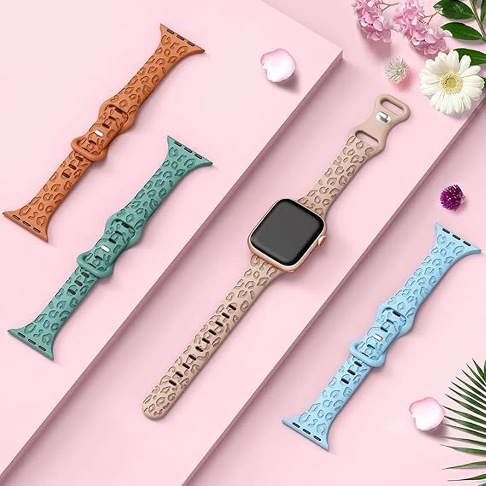 Slim Strap For Apple Watch Band 40mm 41mm 42mm 38mm 49 44mm 45mm Engraved Silicone bracelet Correa Series 8 7 6 9 5 4 3 SE Ultra