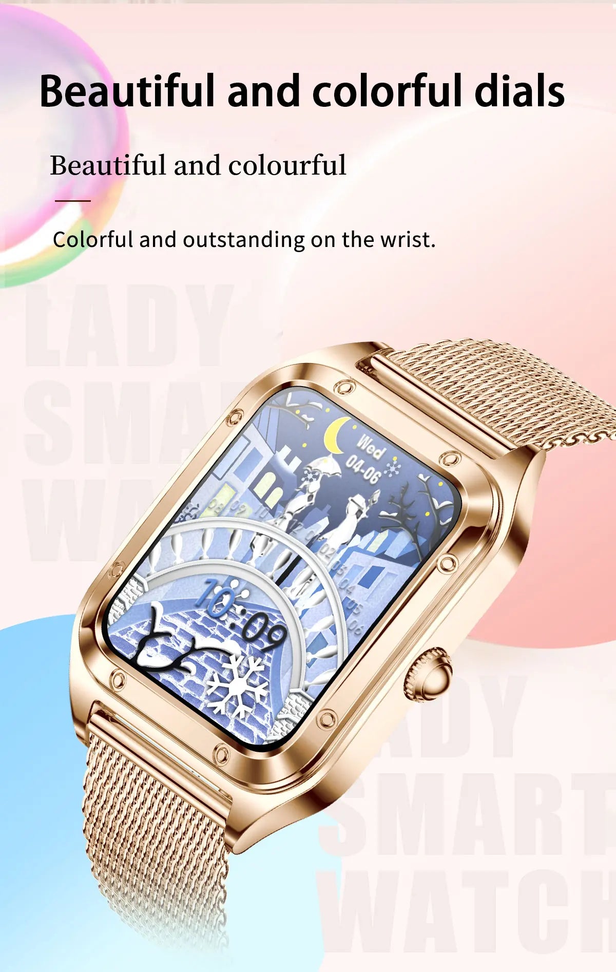 2024 True AMOLED Smart Watch Ladies Screen 1.57-inch HD Health Tracker Voice Bluetooth Call Smartwatches Women For Huawei Xiaomi