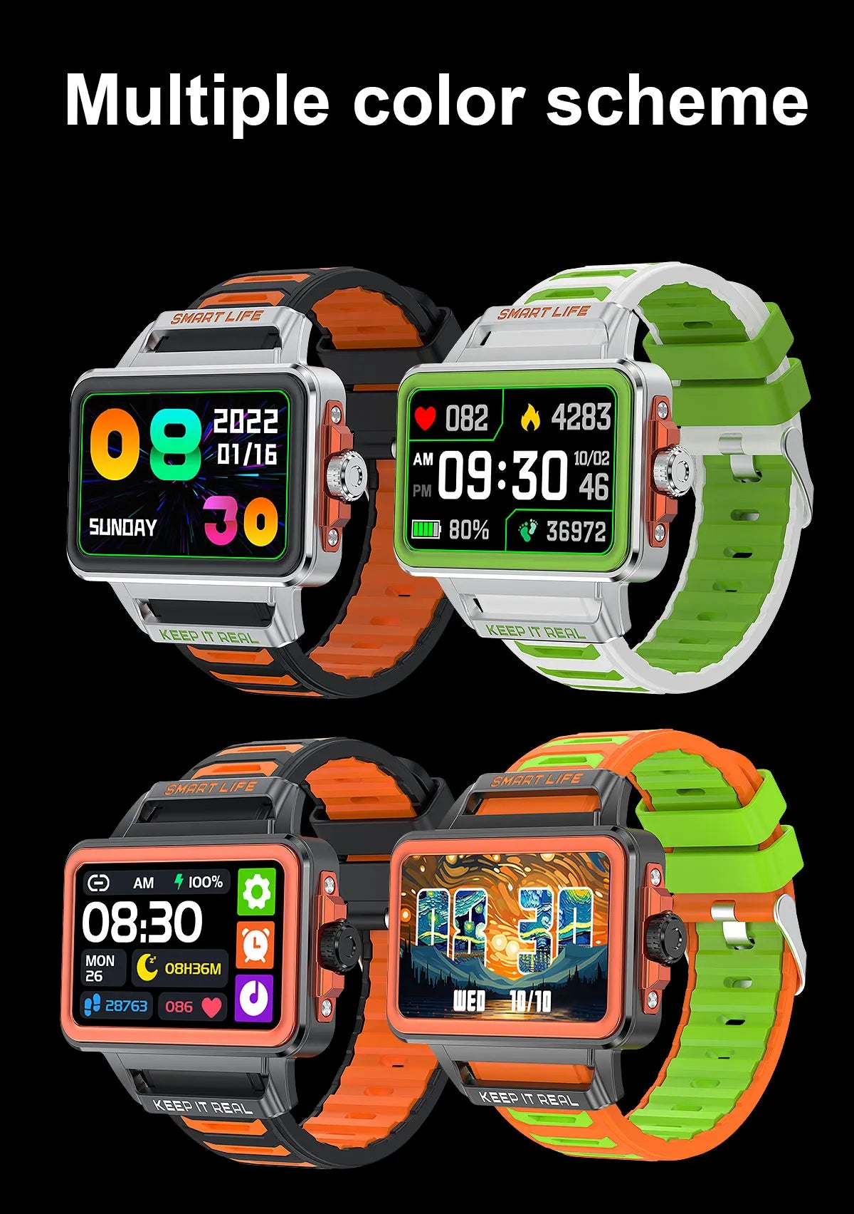 1.57in Smart Watch 2024 New Sport Smart Watch Men Woman Flashlight Waterproof Information Push Smart Bracelet For Android IOS