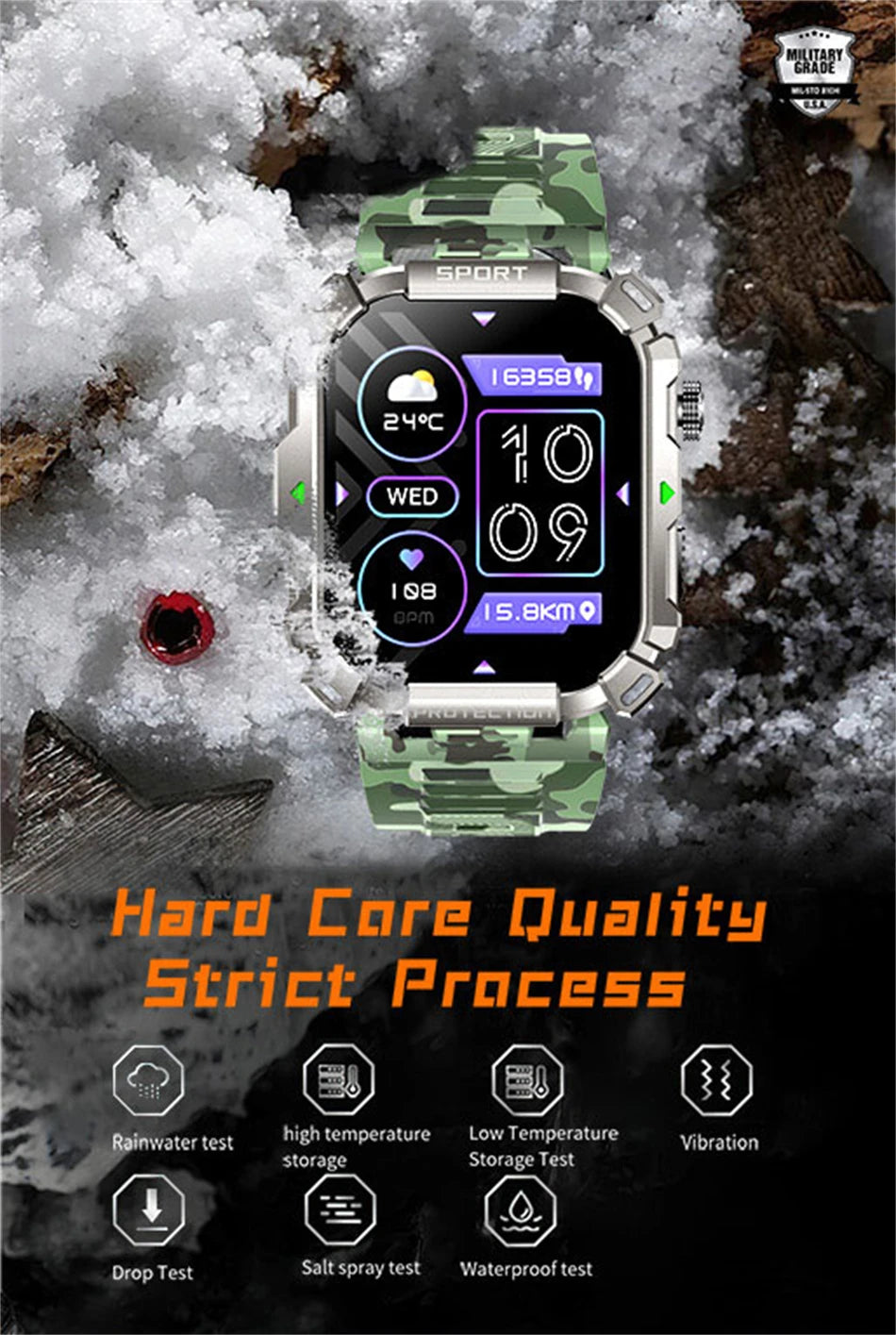 2.01 Inch HD Screen Smartwatch Men Health Monitoring Sports Fitness Tracker IP68 Waterproof Smart Watch 2024 New For Android IOS