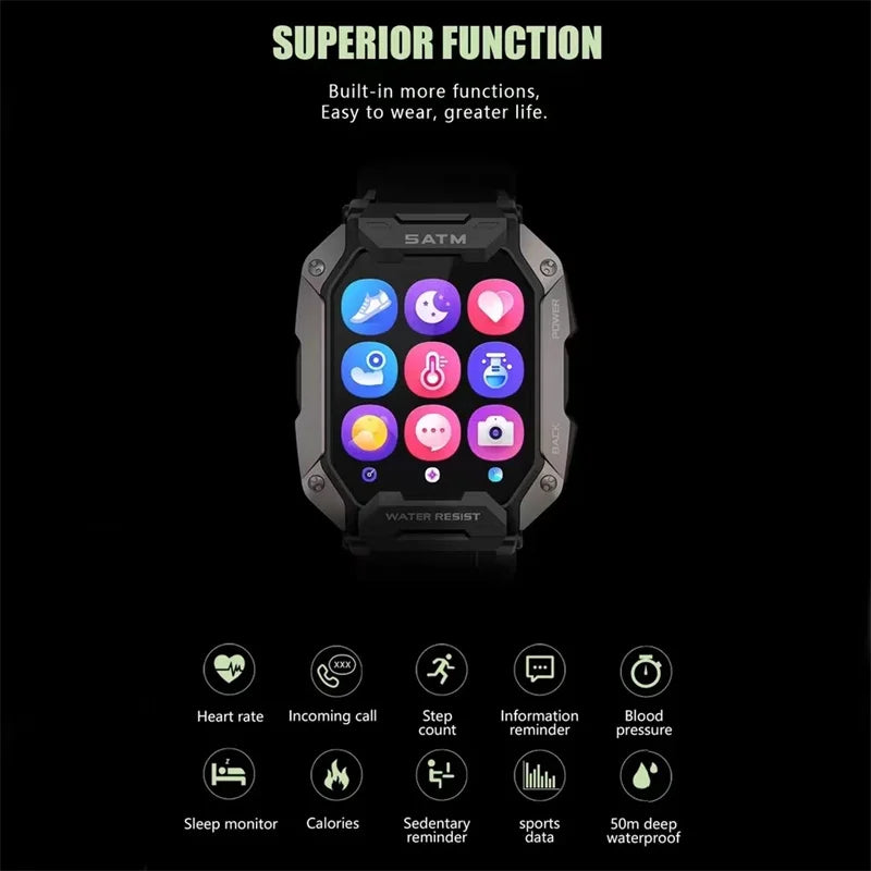 GPS C20 Military 2024 New Smart Watch Men IP68 5ATM Outdoor Sports Fitness Tracker 24H Health Monitor 1.71inch Smartwatch Man