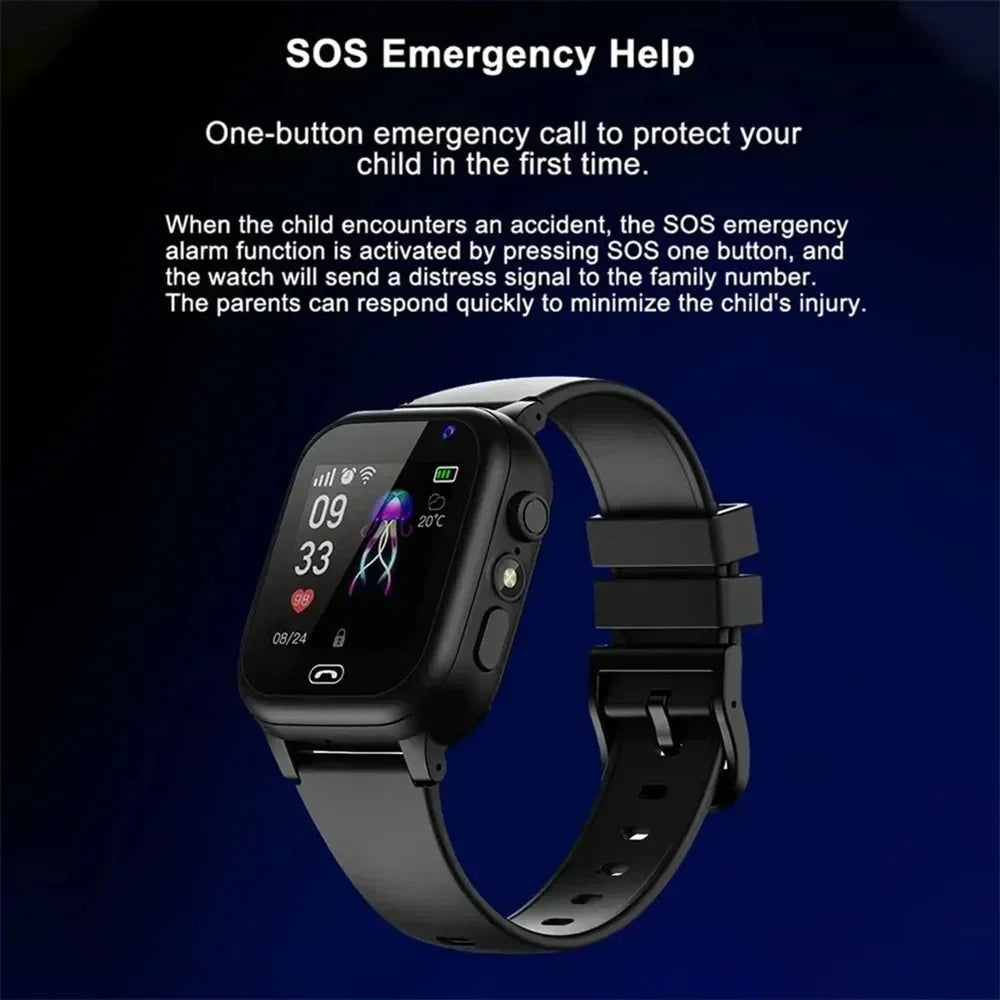 4G Kids Smartwatch SOS GPS Location Video Call Analogue Card Kids Smartwatch Camera Waterproof Watch Boys Girls Upgrade 2024 New