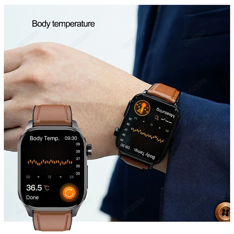 2024 New Blood Lipids Uric Acid Blood Glucose Smart Watch ECG+PPG+HRV Body Composition BMI Body Fat Measurement Smartwatch Men