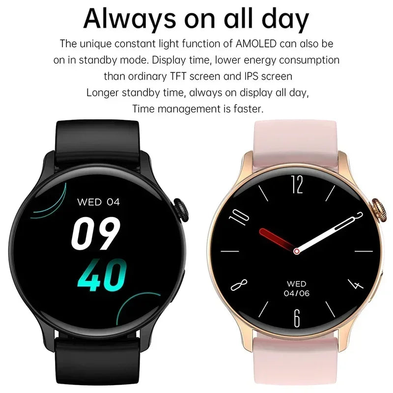 2024 Fashion Smart Watch Bluetooth Call Sports watches IP68 Waterproof Men Women Smartwatch Lady AMOLED Clock For Android IOS