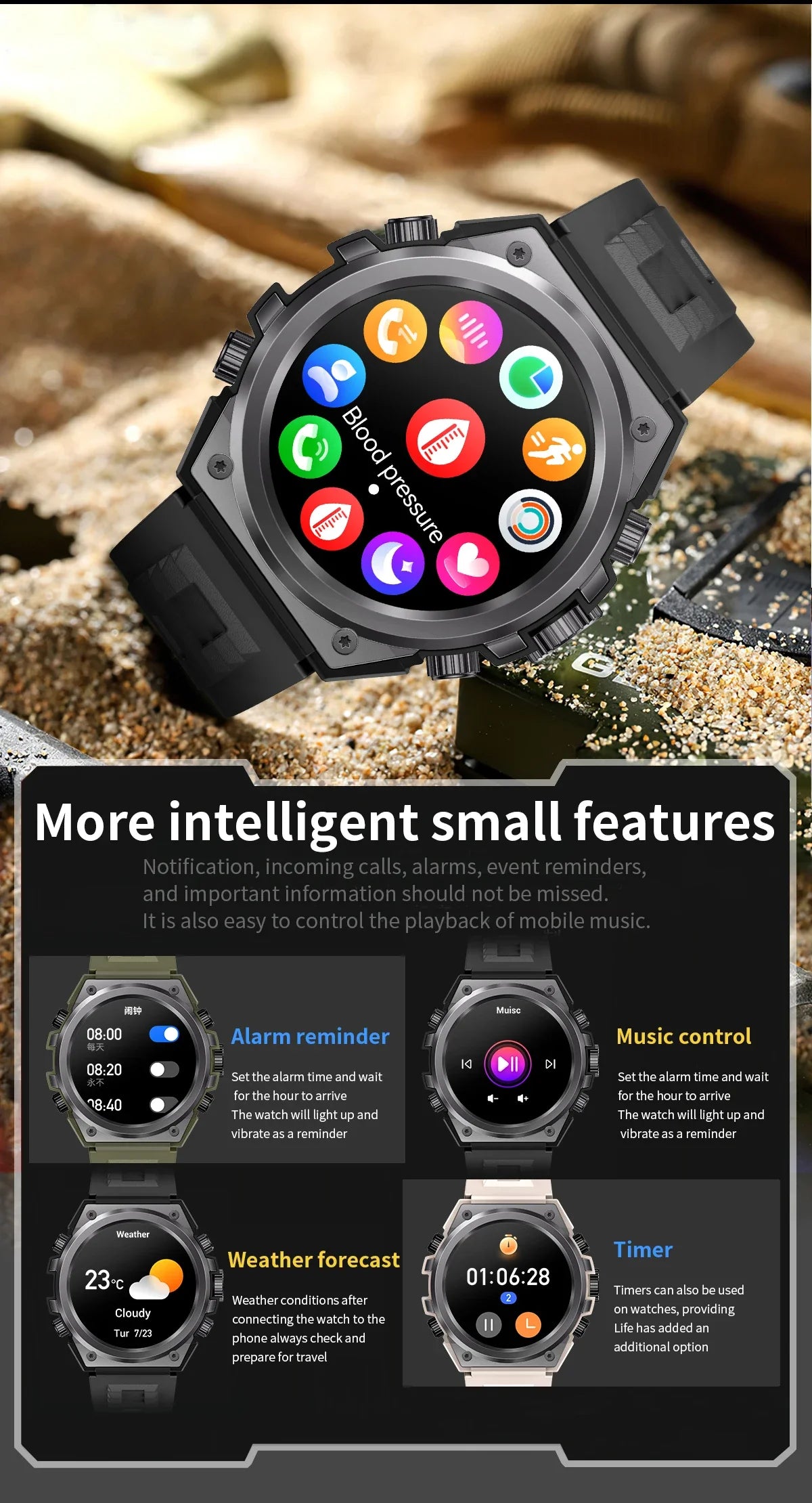 New 1.46" 360*360 HD Display 2024 Smart Watch Men Sport Bluetooth Call IP68 Waterproof Blood Pressure Fitness Tracker Smartwatch