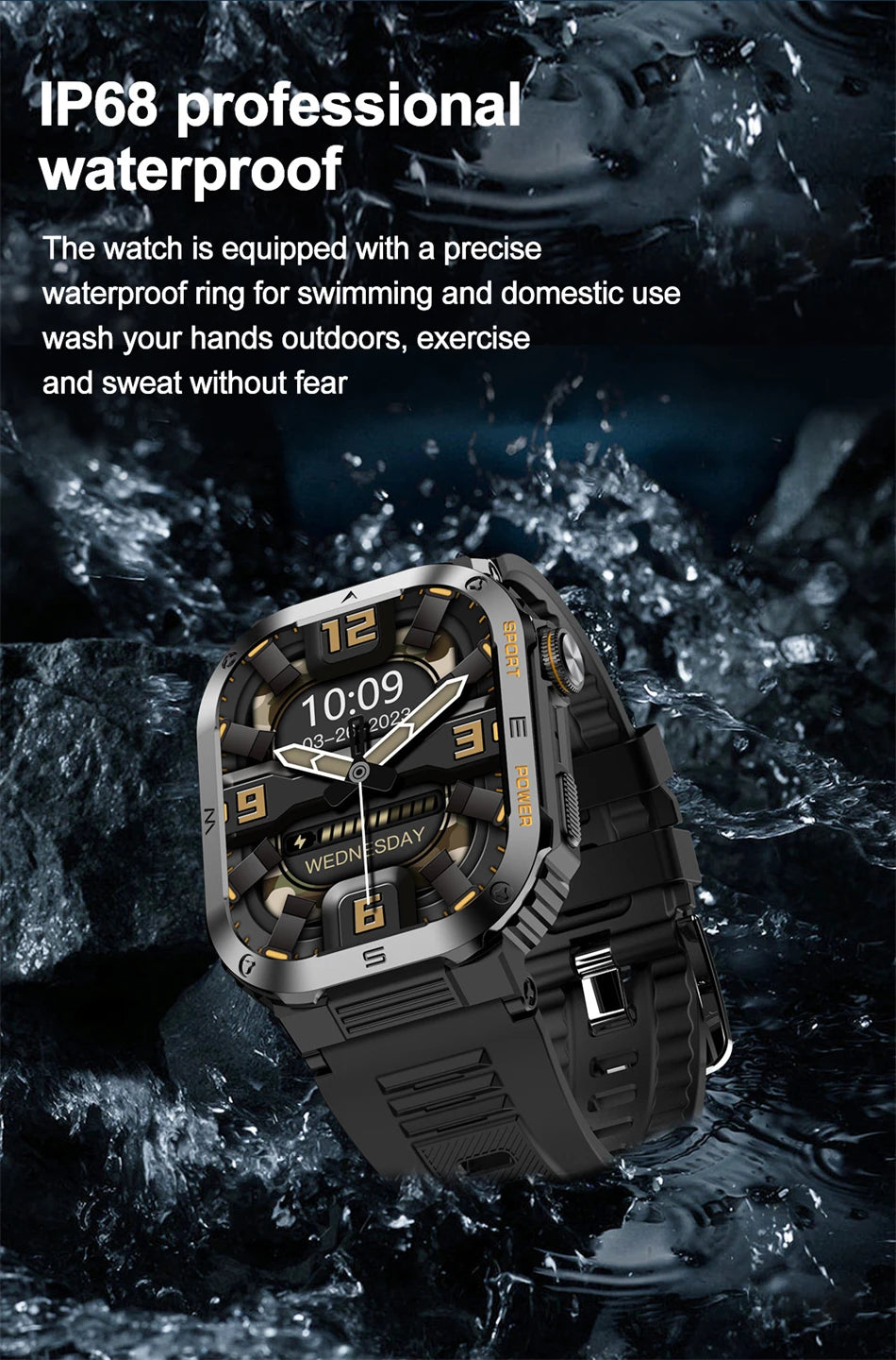 New Rugged Military Smart Watch Men For Android Xiaomi Ios 3ATM Waterproof Sport Fitness Ai Voice Outdoor Men's Smartwatch 2024