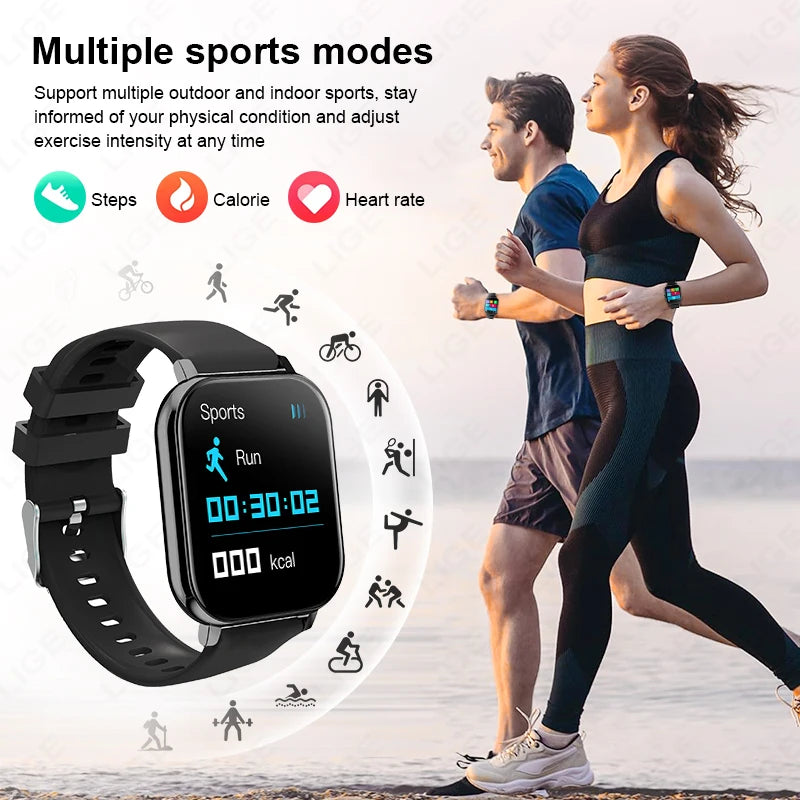 LIGE Sports Smart Watch Men Women Bluetooth Calling Heart Rate Monitor BT Music Watches Lower Power Magnetic Charging reloj 2024