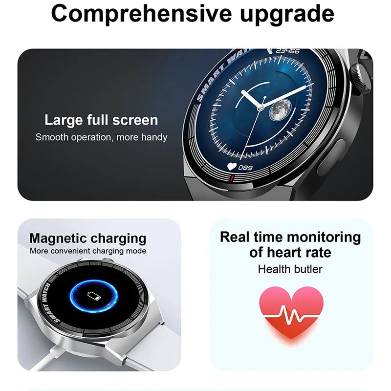 2024 New ECG+PPG Smart Watch Men For Android IOS WATCH 3  AMOLED 390*390 HD Screen IP68 Waterproof Bluetooth Call SmartWatch