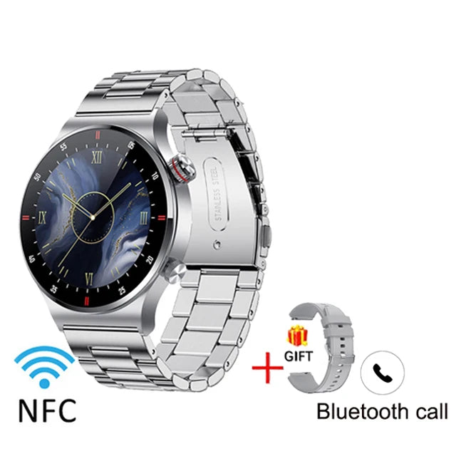 2024 Bluetooth call smartwatch Men AMOLED screen Steel Band Watch Full Touch Fitness  Clock Multi dial function Men smartwatch