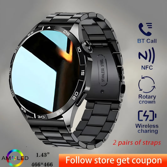 2024 New Watch 4 Pro Original Men Smartwatch GPS tracking Heart Rate AMOLED 466*466 HD screen NFC Bluetooth Call smartwatch