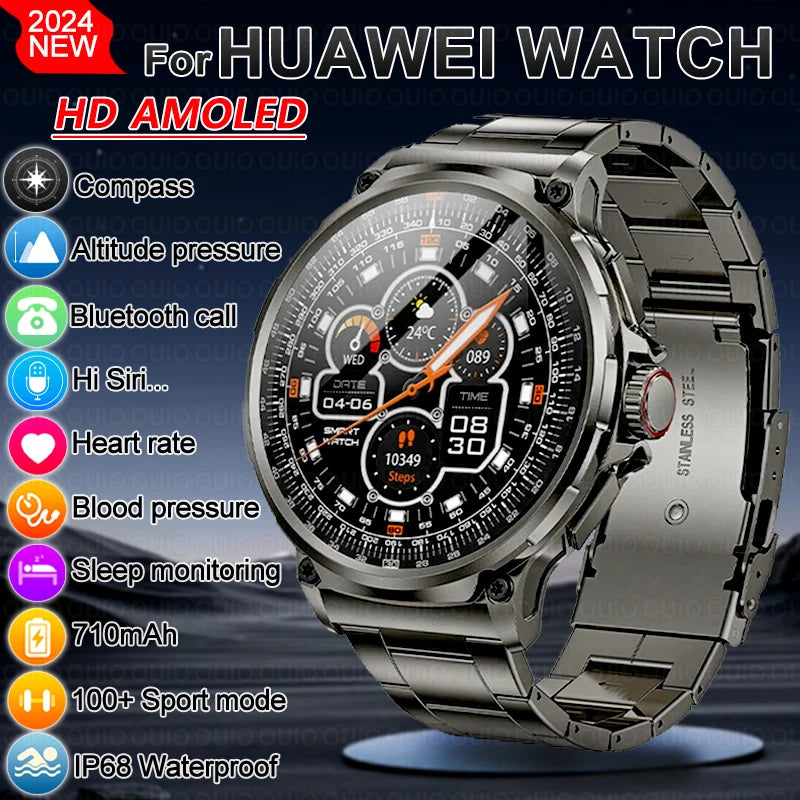 For Huawei Men Smart Watch GPS Sports 1.85 Inch Ultra HD Display Smartwatch 710 mAh Battery Bluetooth Call Smart Watch 2024 New