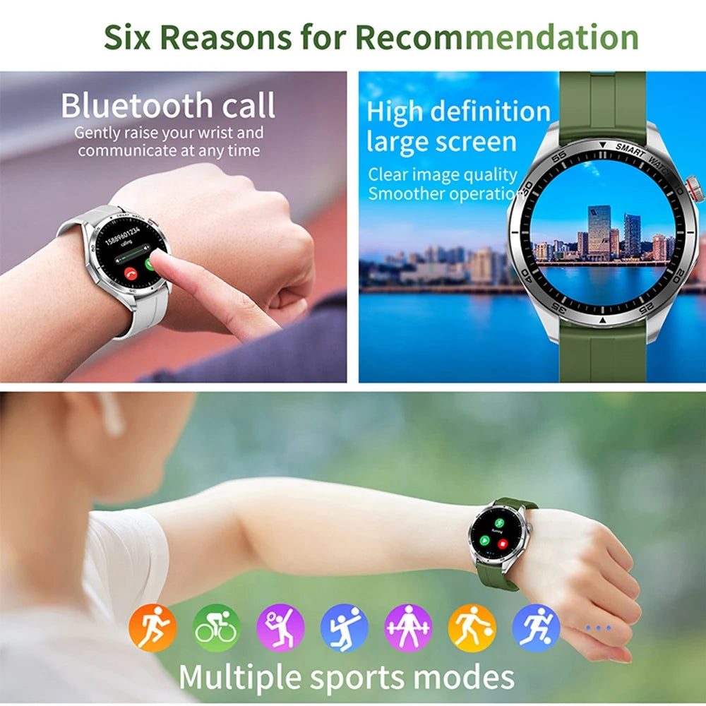 466*466 HD AMOLED Screen Smartwatch Men EGC+PPG GPS Tracker Health Monitoring Waterproof Bluetooth Call Smart Watch Men 2024 New