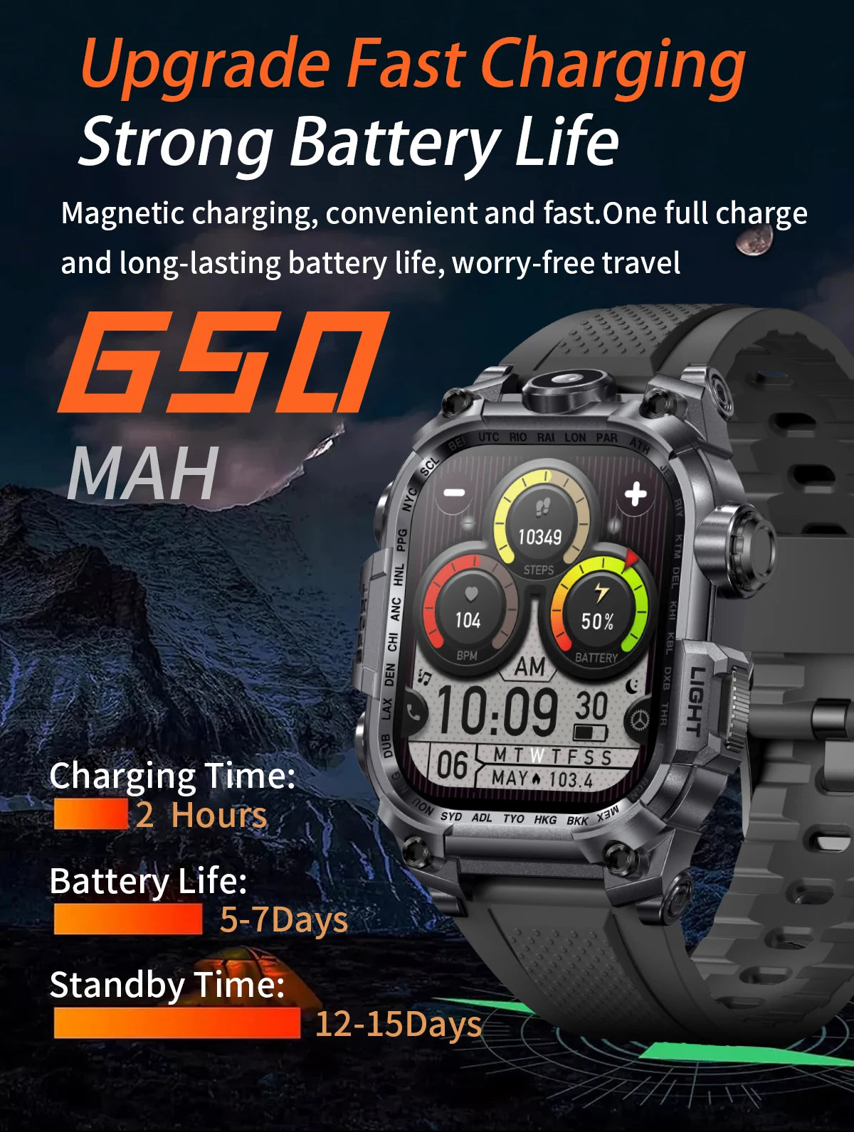 LIGE 2024 New Outdoor Military Smart Watch Men 650 mAh Large Battery Voice Assistant Watch Wireless Call Waterproof Smartwatch