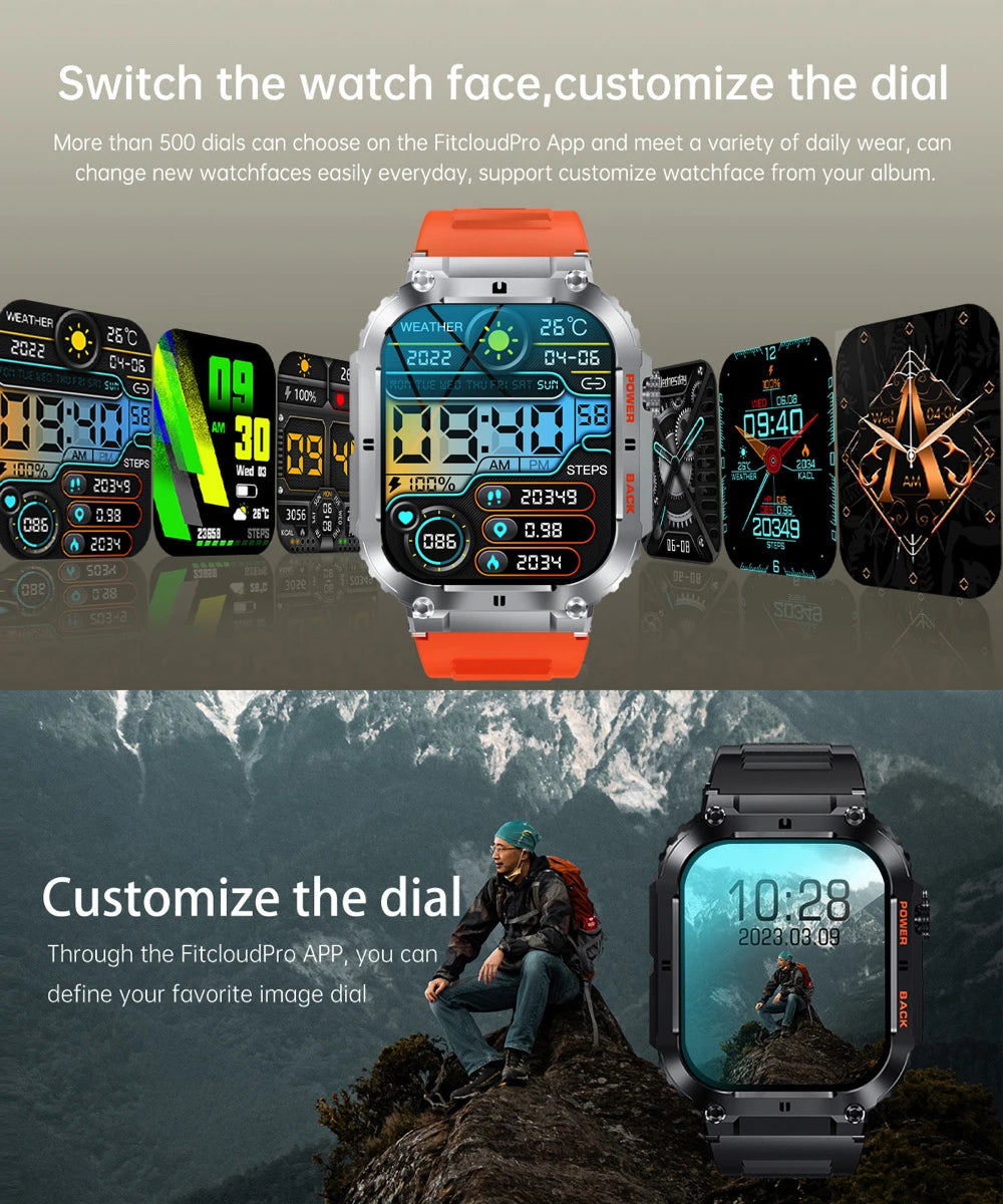 New 2024 Smart Watch Men 1.96 IPS Heartrate Blood Oxygen Waterproof 400mAh Outdoor Timer Weather Sport Smartwatch Women Sleep