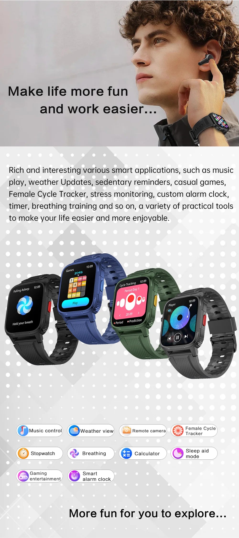 2024 New Smart Watch Men Women LW9 Fitness Tracker Bluetooth Call Heart Rate Blood Pressure IP68 Waterproof Sprots Smartwatches