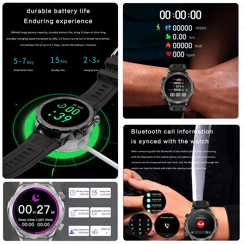 2024 New GPS Sports Smartwatch Men Suitable For Android 1.53 AMOLED Screen Heart Rate Monitor NFC IP68 Waterproof Bluetooth Call