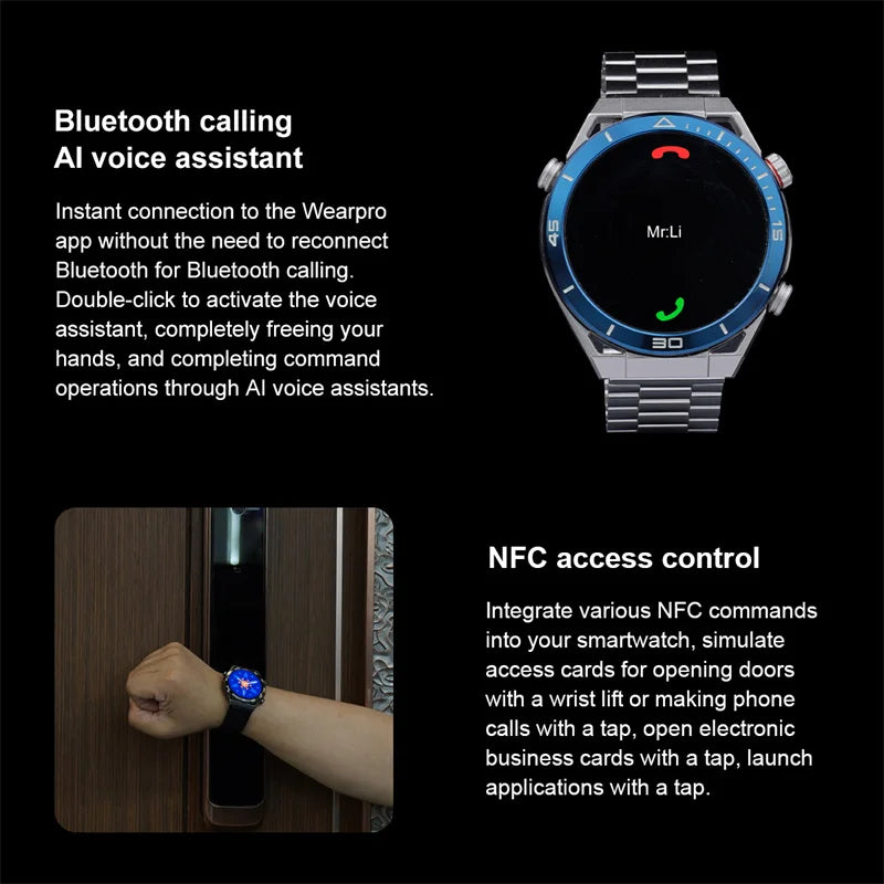 2024 New NFC Smart Watch Men GPS Track 454*454 HD AMOLED Screen Compass Heart Rate BT Call IP68 Waterproof SmartWatch For Ios