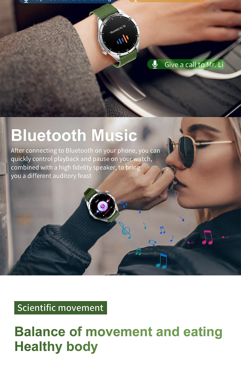 2024 Fitness Smart Watch For Men Android Touch Screen Heart Rate Blood Pressure Watch with Earbuds Earphone AH19 for Man women