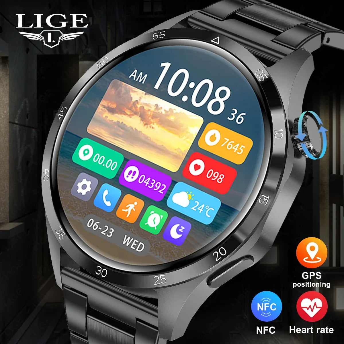 2024 For Xiaomi Smart Watch Men Compass HD Screen Blood Sugar  Monitor NFC Watches Bluetooth Call IP68 Waterproof GPS Smartwatch