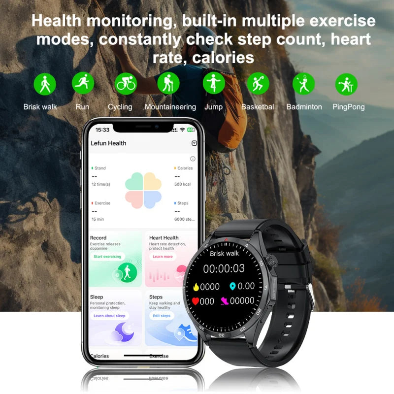 2024 New Smartwatch 1.5" Color Screen Full Touch Dial Outdoor Sports Waterproof Bluetooth Call Health Check Man Smart Watch