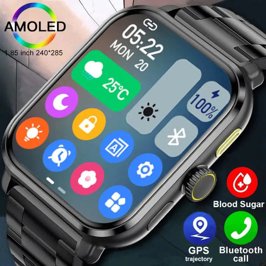 2024 New For Huawei Xiaomi AMOLED Smart Watch Men Blood Sugar Bluetooth Call GPS Sport Tracker IP68 Waterproof Women Smartwatch