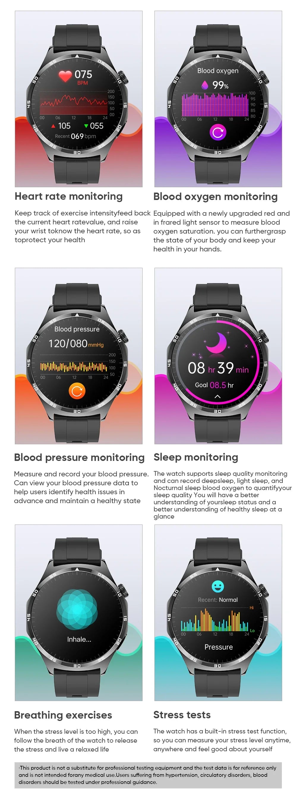 2024 New Medical Grade Smart Watch Men Laser Treatment Blood Sugar ECG+PPG+HRV Body Temperature Bluetooth Call Health smartwatch