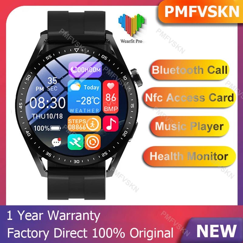 2024 Smart Watch Full Screen NFC Bluetooth Call Heart Rate Monitor Sport Wireless Charger Men Women Smartwatch for iOS Android