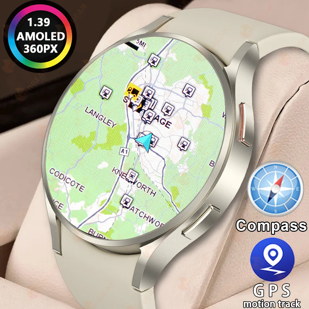 Compass NFC GPS Track Smart Watch 6 Smart Watch Men Amoled Always Display IP68 Waterproof Watches Clock BT Talk Smartwatch 2024