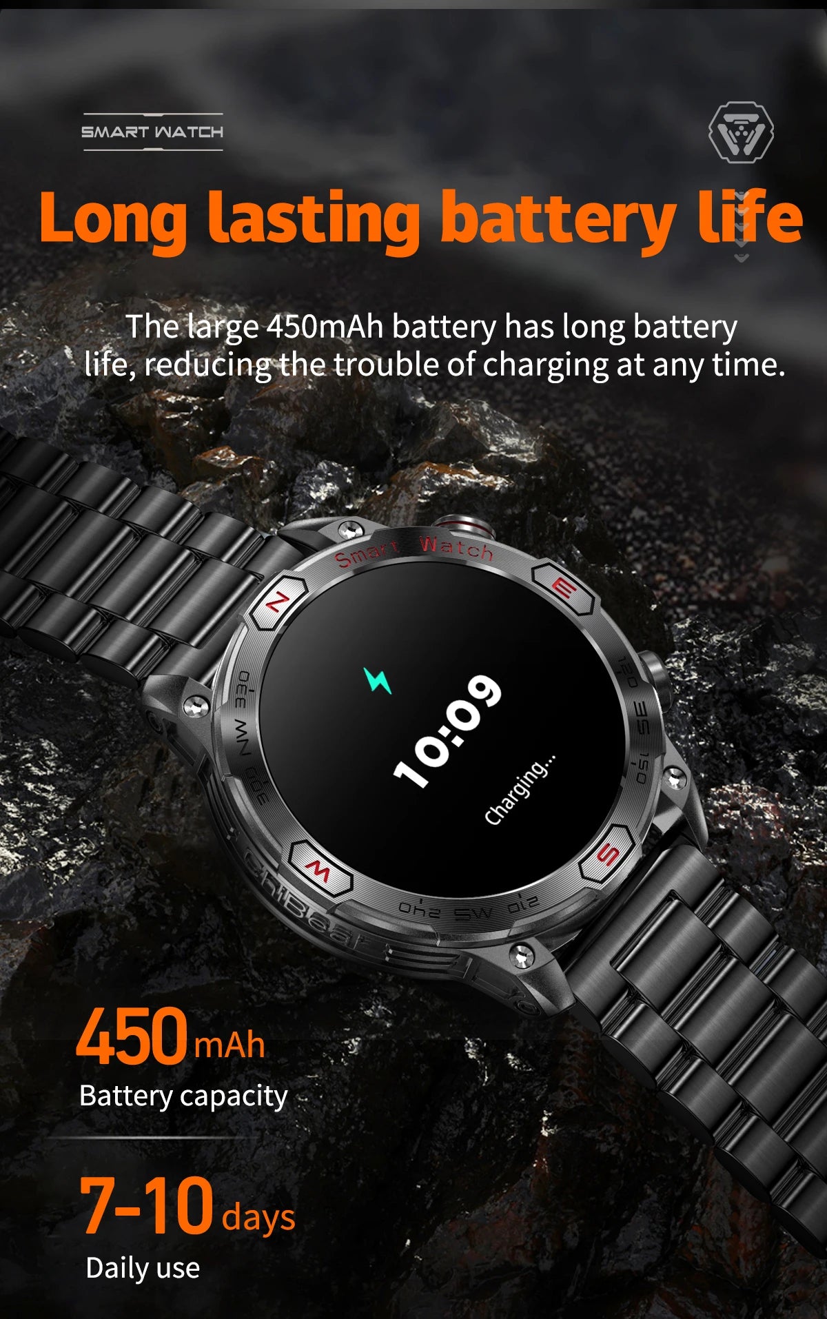 2024 New Smartwatch Men Compass Outdoor Sports Emergency Light Health Monitor 3ATM Waterproof 450 mAh Bluetooth Call Smart Watch