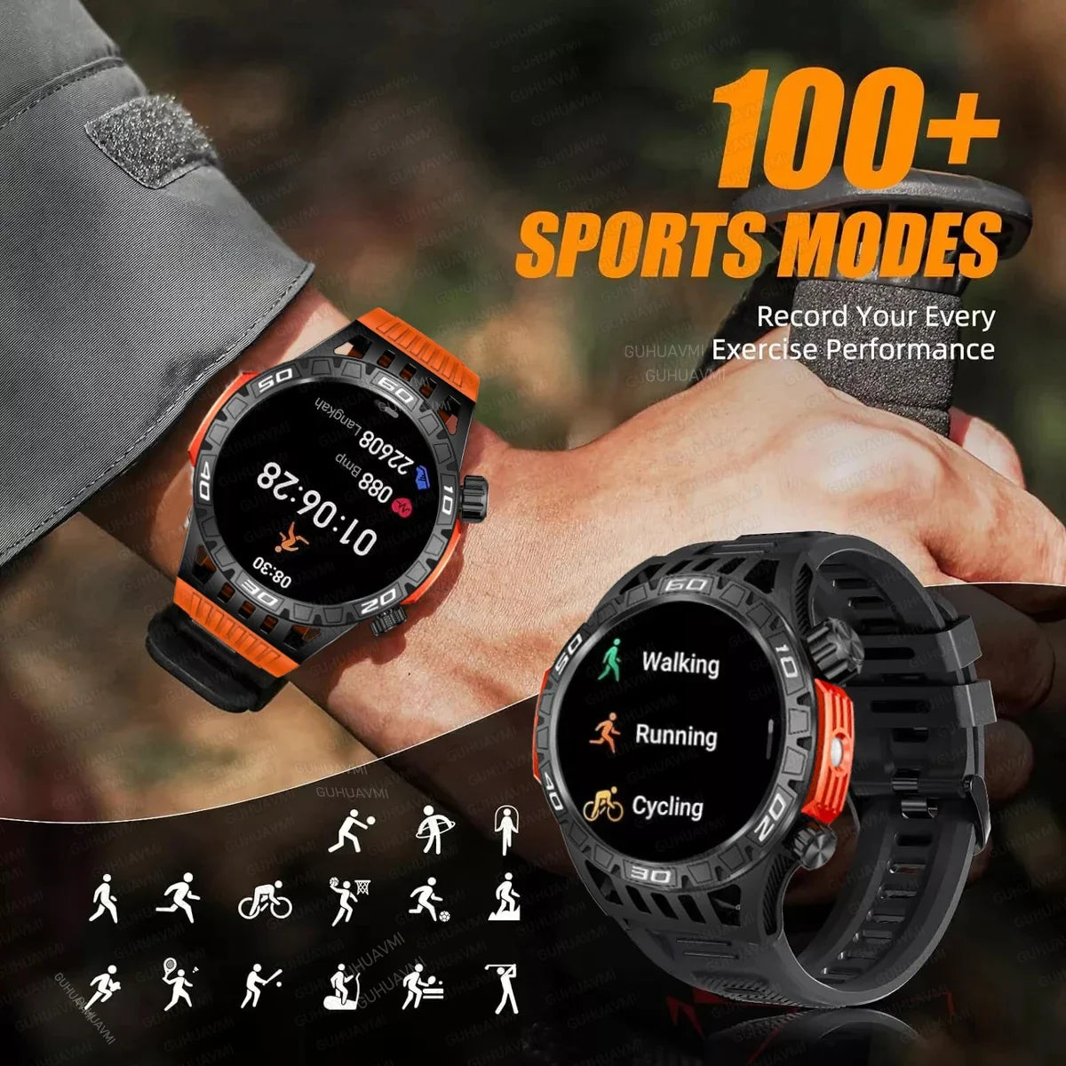 2024 New Military Grade Outdoor Sports Men Smart Watch AMOLED Full Touch Screen With LED Flashlight Bluetooth Calling SmartWatch