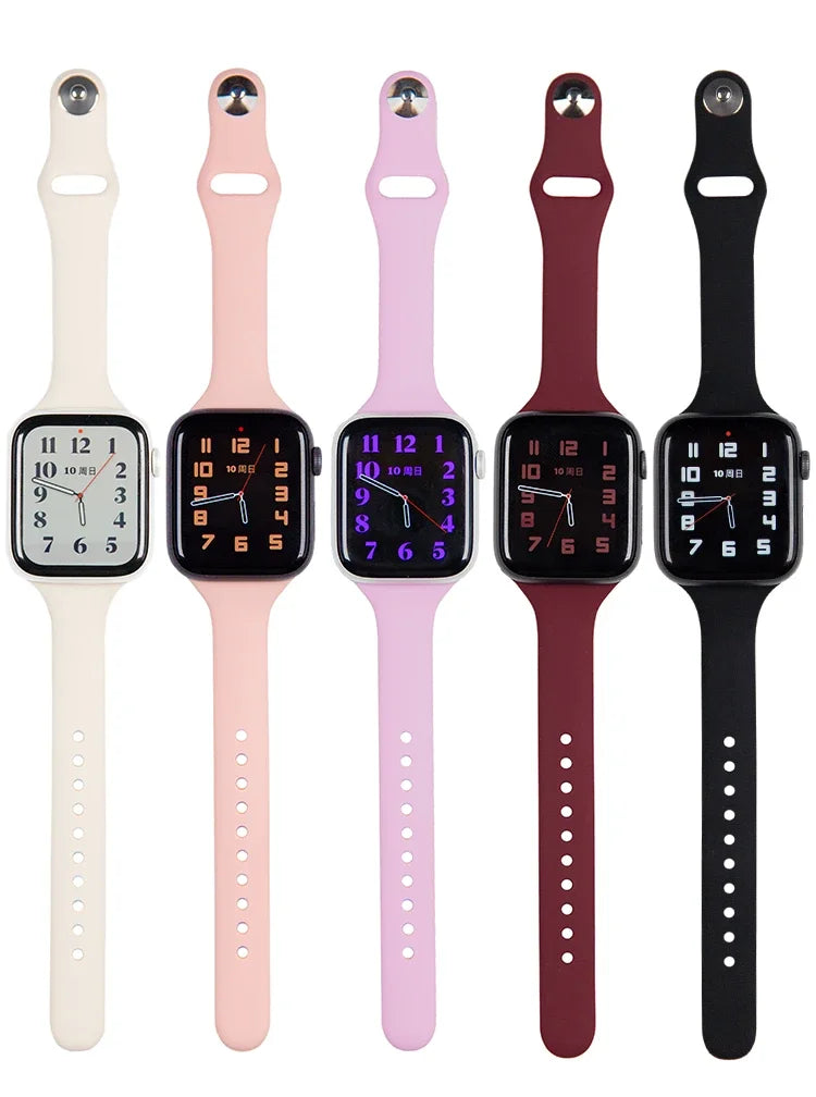 Slim Silicone Strap for Apple Watch 44mm Band 40 mm 45mm 38mm 40mm 49mm Bracelet iWatch Serie 8 7 6 5 SE 4 9 10 ultra 3 2 Correa