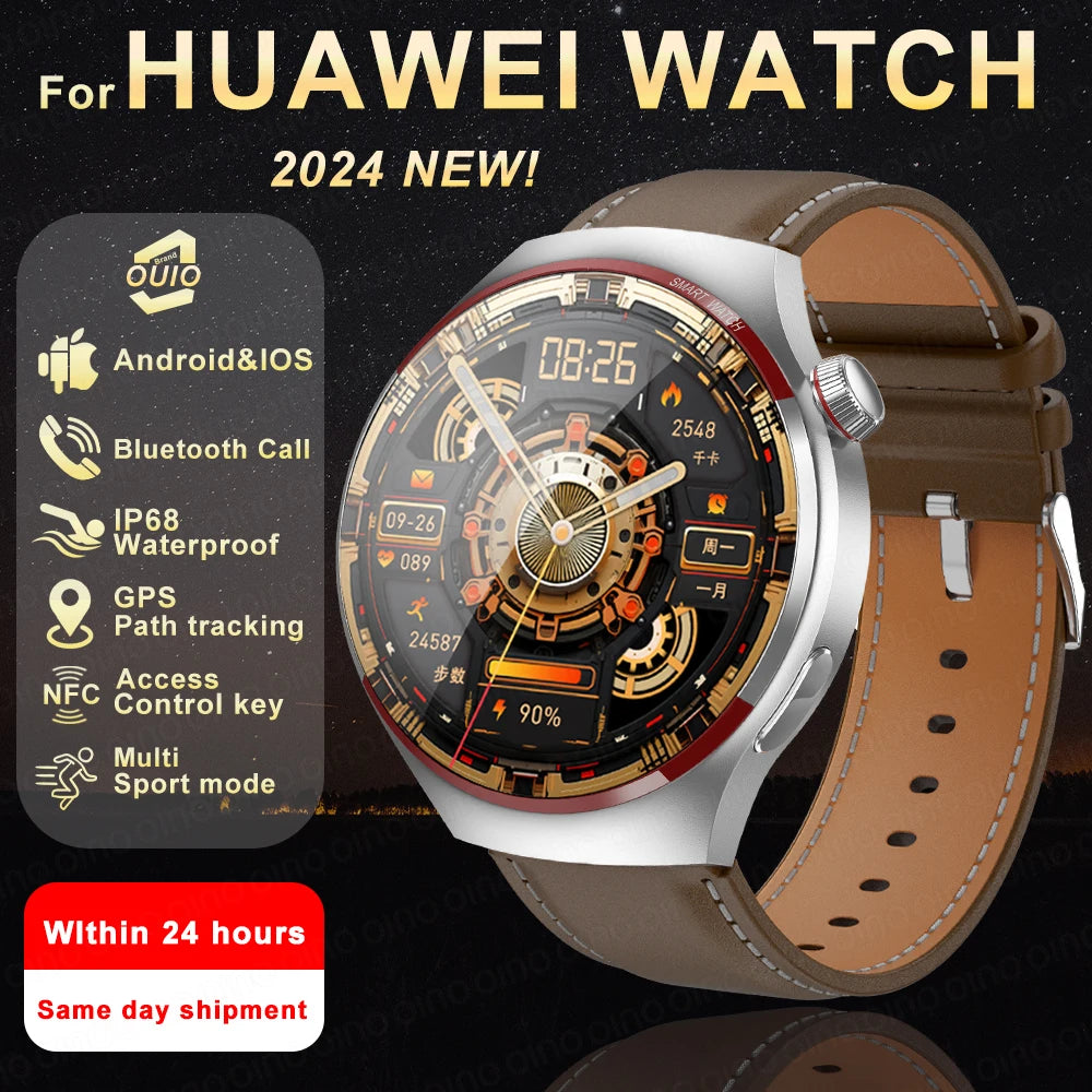 2024 New For HUAWEI Outdoor Sports Smart Watch Men AMOLED Screen NFC GPS Compass Heart rate Waterproof Bluetooth Call SmartWatch