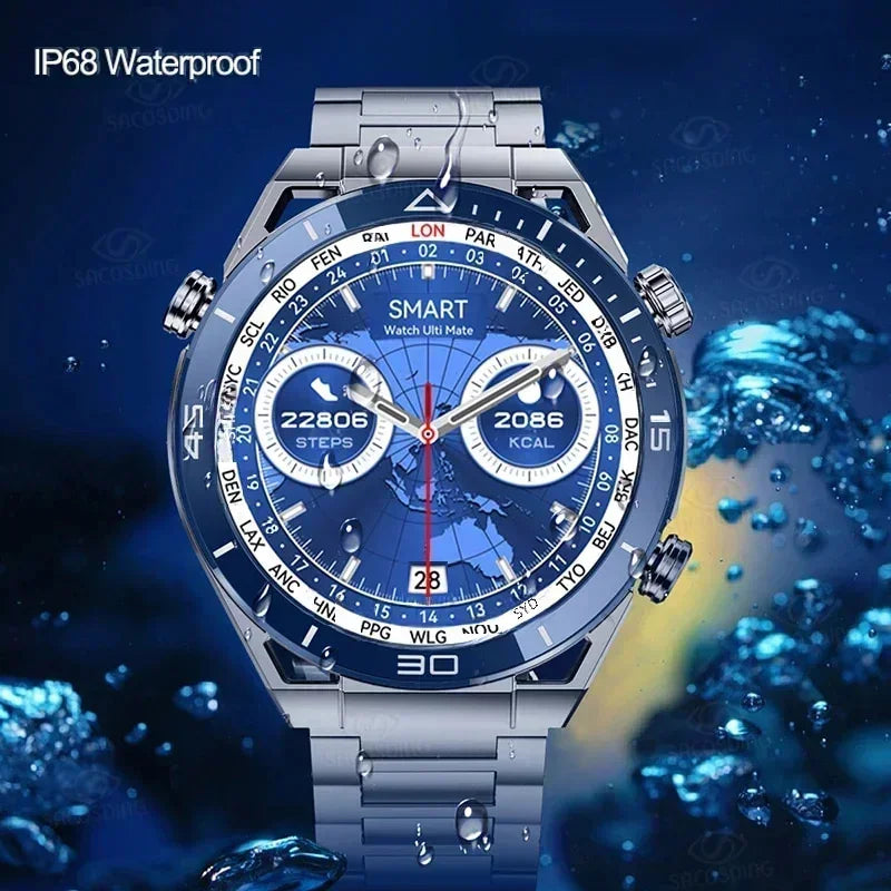 2024 New Business Ultimate Smart Watch for Huawei Men Bluetooth Call Compass NFC 100+ Sprots Smartwatch Waterproof Watches IOS