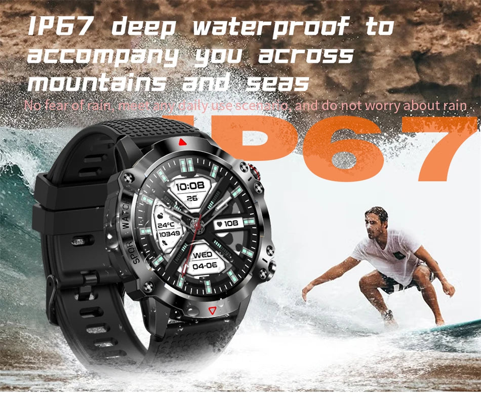 2024  AMOLED HD Screen Watch Bluetooth Call Smartwatch Waterproof Outdoor Sports Tracker 450 mA Battery fashion Men Smart Watch