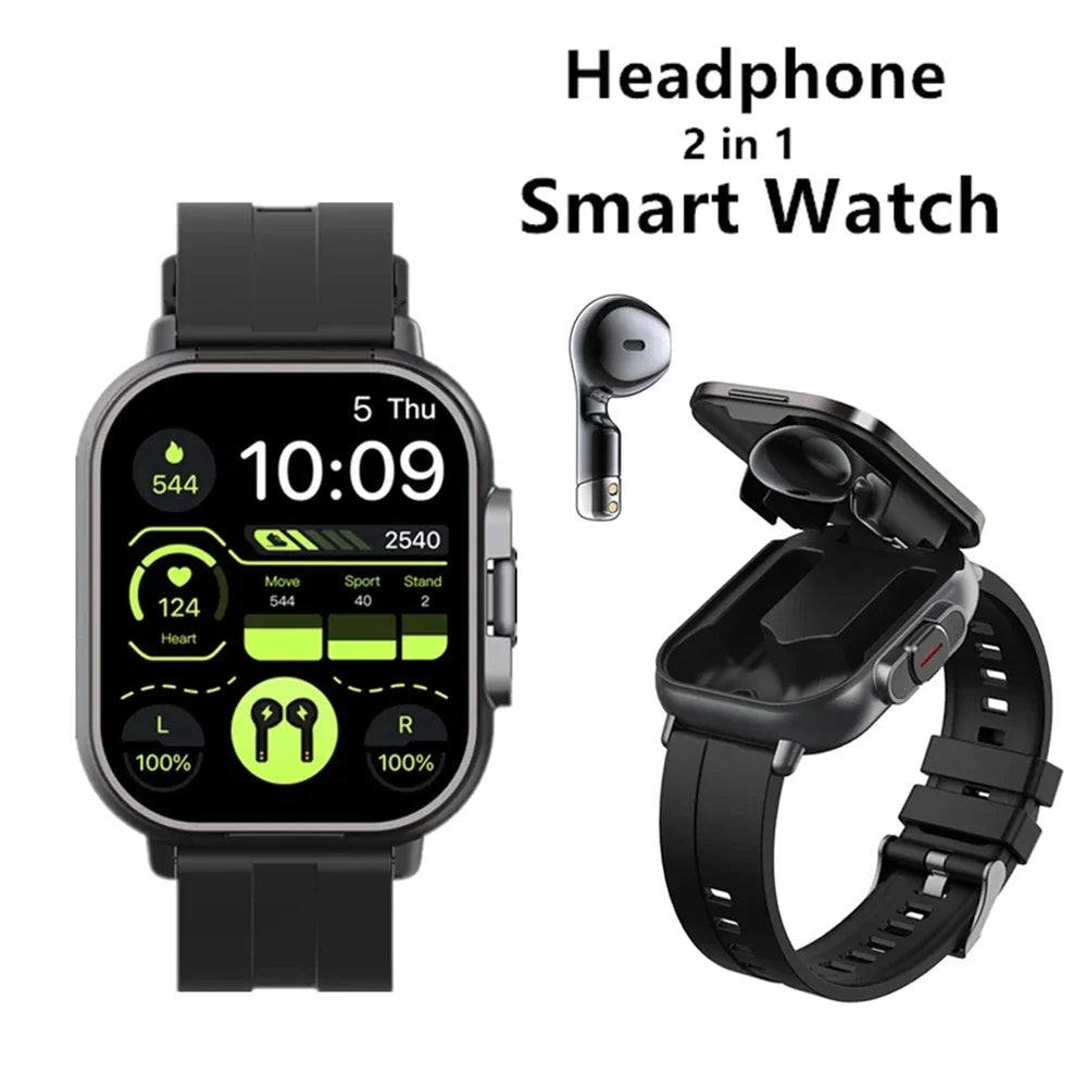 D8 NFC Smart Watch Bracelet 2 in 1 TWS Wireless Earbuds 2.01Inch Heart Rate Blood Pressure Sports Waterproof Smartwatch 2024 New