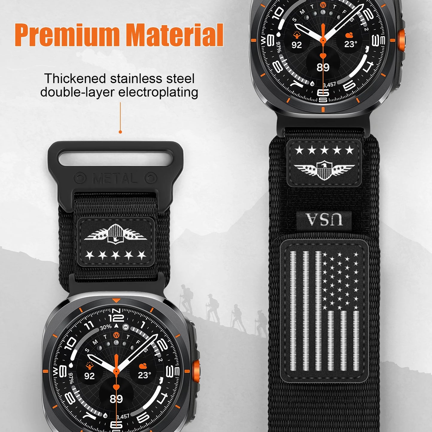 Rugged Nylon Strap For Samsung Galaxy Watch 7 Ultra 47mm accessories Sport Fabric bracelet correa Galaxy watch Ultra band 47 mm