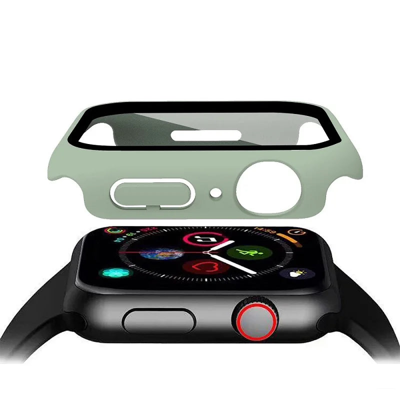 Glass+Cover For Apple Watch case 8 7 6 SE 5 3 iWatch Accessorie Screen Protector Apple watch serie 45mm 41mm 44mm 40mm 42mm 38mm