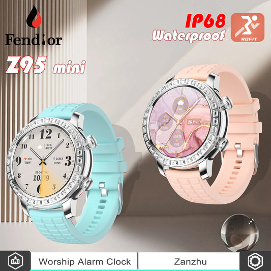 2024 New Smart Watch Z95 Mini AMOLED Reloj Ladies Women Fitness Wrist Health IP68 Waterproof Luxury Z95Mini Round Smartwatch