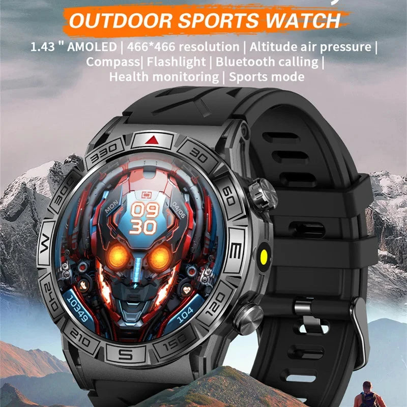 2024 New Men Outdoor Smart Watch AMOLED 460*460 Ultra HD Screen 107 Sports Modes Fitness Tracking Watch Waterproof Smartwatch